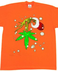 The Grinch Hold Weed Orange Tshirts