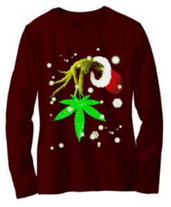 The Grinch Hold Weed Red Maroon Sweatshirts