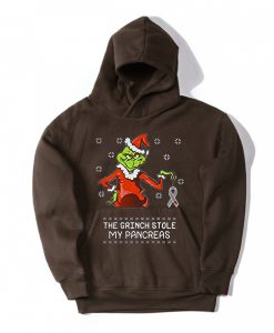 The Grinch Stole My Pancreas Brown Hoodie