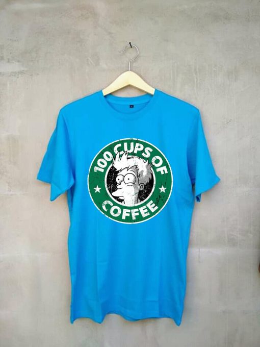 100 CUPS OF COFFEE Blue T shirts