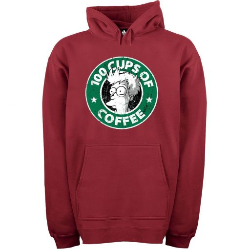 100 CUPS OF COFFEE Maroon Hoodie