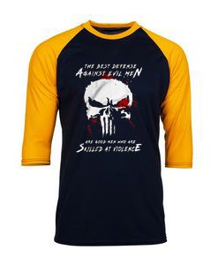 Are Good Men Who Are Skilled At Violence The Punisher Black Yellow Raglan Tshirts