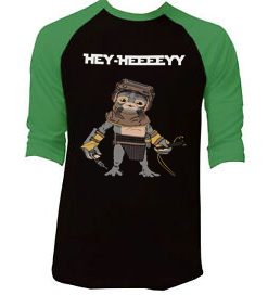 Babu Frik Hey Black Green Raglan T shirts