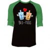 Bes-Teas Black Green Raglan T shirts