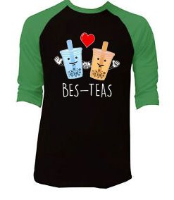 Bes-Teas Black Green Raglan T shirts