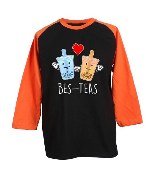 Bes-Teas Black Orange Raglan T shirts