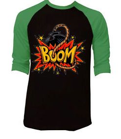 Boom Black Green Raglan T shirts