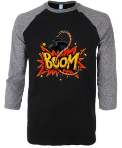 Boom Black Grey Raglan T shirts