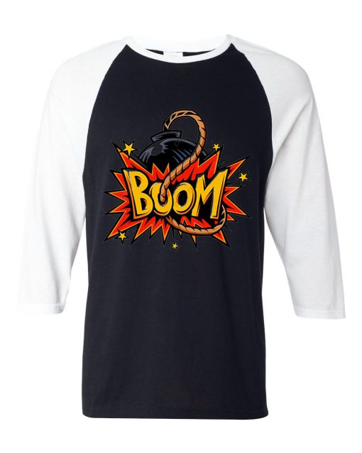 Boom Black White Raglan T shirts