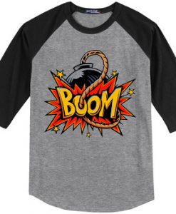 Boom Grey Black Raglan T shirts