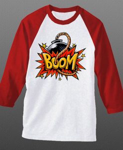 Boom White Red Raglan T shirts