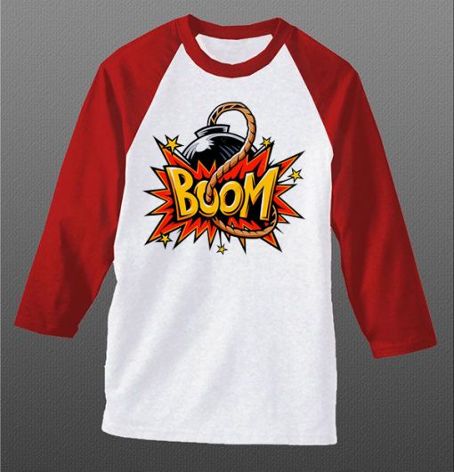 Boom White Red Raglan T shirts