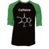 CAFFEINE Black Green Raglan Tees