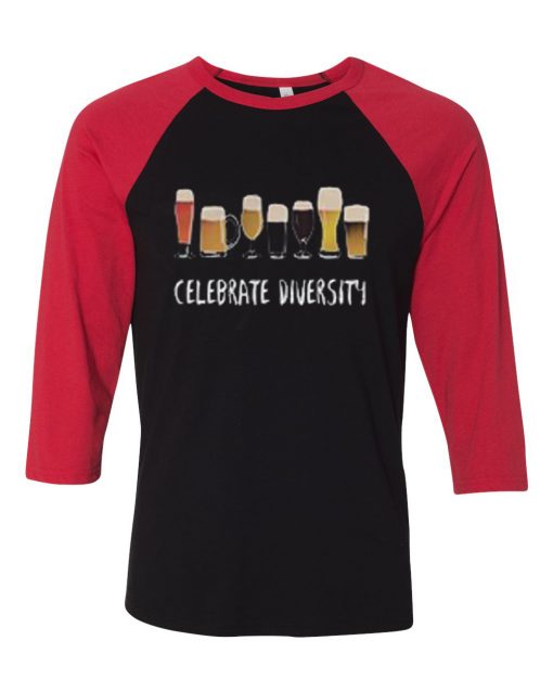 Celebrate Diversity Black Red Raglan T shirts