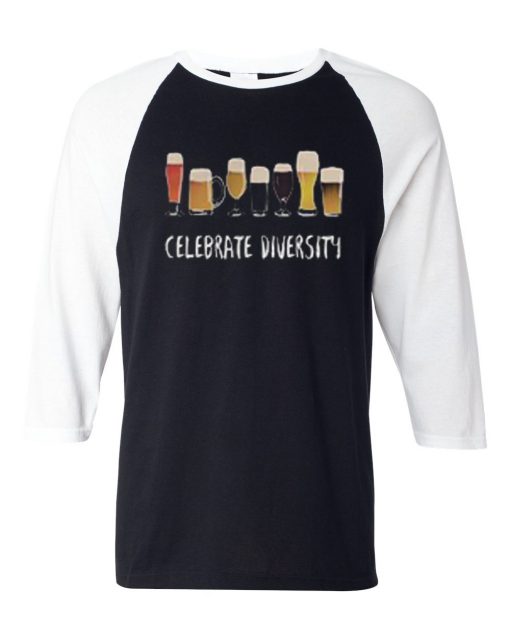 Celebrate Diversity Black White Raglan T shirts