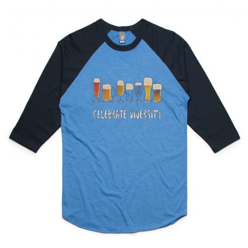 Celebrate Diversity Blue Black Raglan T shirts