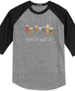 Celebrate Diversity Black Grey Raglan T shirts