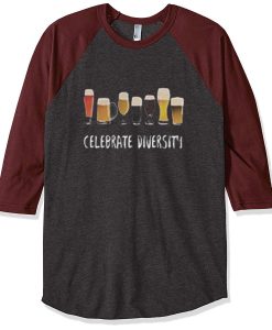 Celebrate Diversity Grey Brown Raglan T shirts