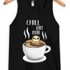 Chill Out Man Sloth Coffee Lover Black Tank Top