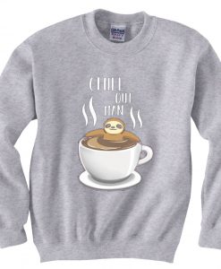 Chill Out Man Sloth Coffee Lover Grey Sweatshirts