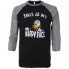 Donald Duck This Is My Happy Face Black Grey Raglan Tshirts