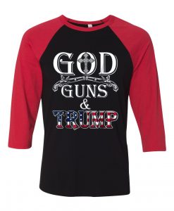 GOD GUN AND TRUMP Black Red Raglan T shirts