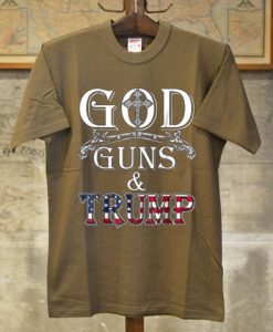 GOD GUN AND TRUMP Brown T shirts