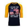 I Stand for the Flag I Kneel Patriotic Military Black Yellow Raglan Tshirts