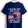 I Stand for the Flag I Kneel Patriotic Military Blue Navy Tshirts