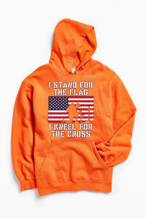 I Stand for the Flag I Kneel Patriotic Military Orange Hoodie