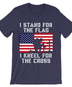 I Stand for the Flag I Kneel Patriotic Military PurpleTshirts