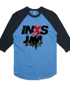 INXS in excess Michael Hutchence The Farriss Brothers Blue Black Raglan T shirts