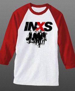 INXS in excess Michael Hutchence The Farriss Brothers White Red Raglan T shirts