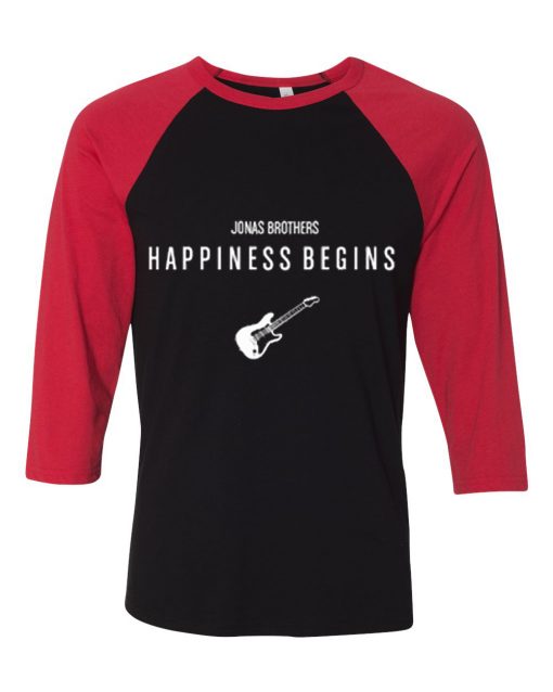 Jonas Brothers Happiness Begins by Guitars Black Red Raglan Tshirts