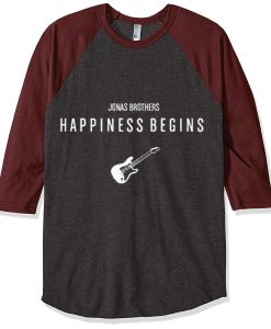 Jonas Brothers Happiness Begins by Guitars Grey Brown Raglan Tshirts