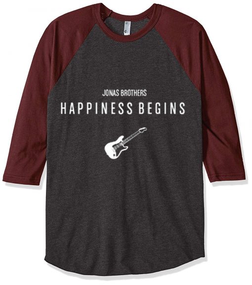 Jonas Brothers Happiness Begins by Guitars Grey Brown Raglan Tshirts