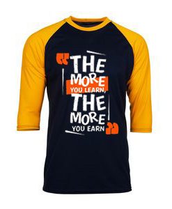 The More You Learn The More You Learn Black Yellow Raglan T shirts