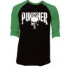 The Punisher Black Green Raglan Tees