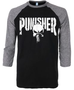 The Punisher Black Grey Raglan Tees