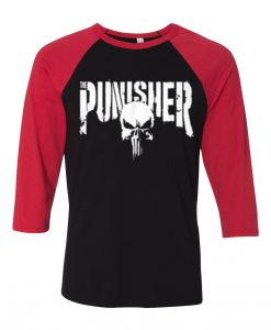 The Punisher Black Red Raglan Tees