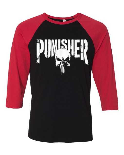 The Punisher Black Red Raglan Tees