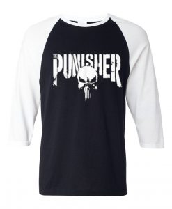 The Punisher Black White Raglan Tees