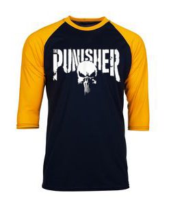 The Punisher Black Yellow Raglan Tees