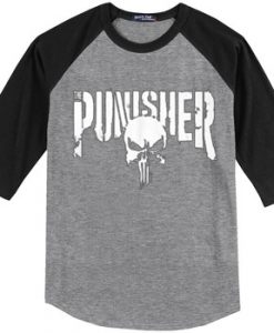 The Punisher Grey Black Raglan Tees