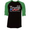 Trump 2020 Keep America Great USA Flag Black Green Raglan T shirts