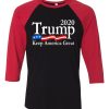 Trump 2020 Keep America Great USA Flag Black Red Raglan T shirts