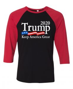 Trump 2020 Keep America Great USA Flag Black Red Raglan T shirts