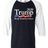 Trump 2020 Keep America Great USA Flag Black White Raglan T shirts