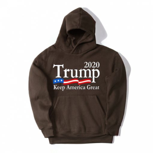 Trump 2020 Keep America Great USA Flag Brown Hoodie