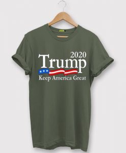 Trump 2020 Keep America Great USA Flag Green Army T shirts